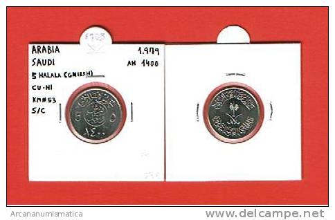 ARABIA SAUDI  5 HALALA (GNIRSH)  CU NI  KM#53  1979  AH 1400  SC/UNC        T-DL-6708 - Arabia Saudita