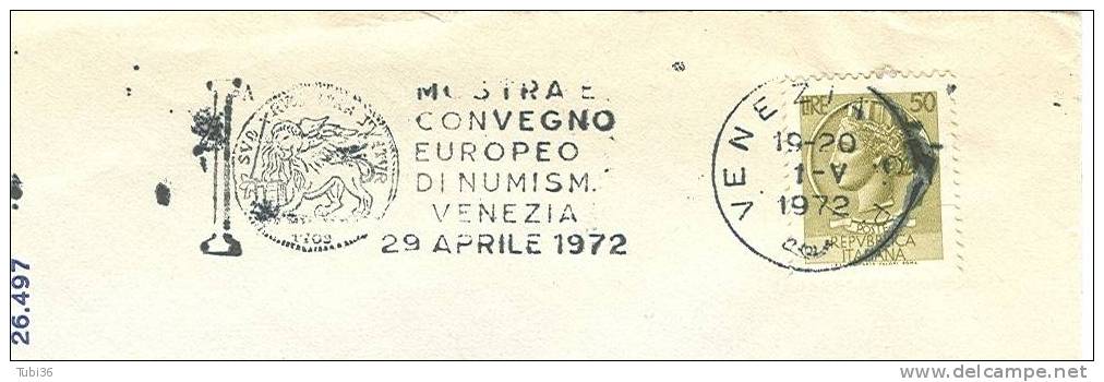 MOSTRA CONVEGNO EUROPEO DI NUMISMATICA  - VENEZIA - 1972 - TARGHETTA POSTE VENEZIA - Monnaies