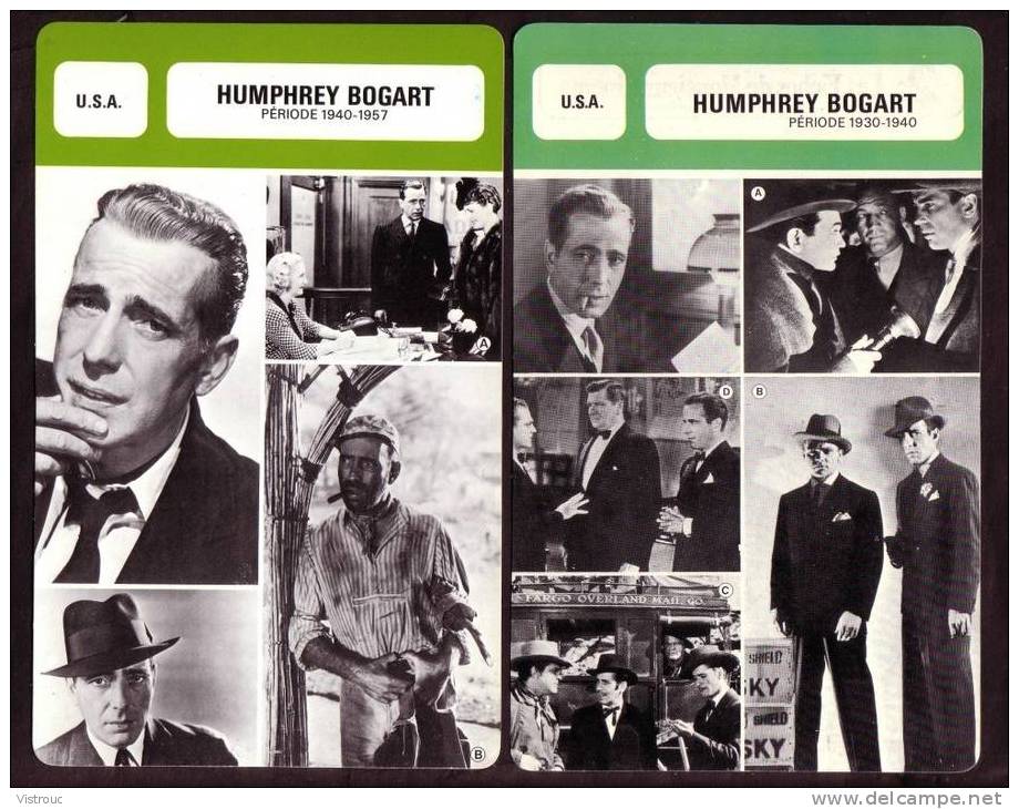 10 fiches cinéma (10 scans) : filmographie de  vedettes : H. BOGART,  B. BLIER, Ch. VANEL et E. TAYLOR