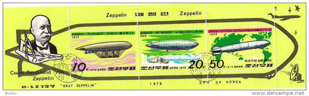 Zeppeline Fleurus, N1 Norge,  LZ127 Graf Zeppelin Korea 1816/8+ 3-KB +Bl.55+ 2x12-KB O 32€ - Corea (...-1945)