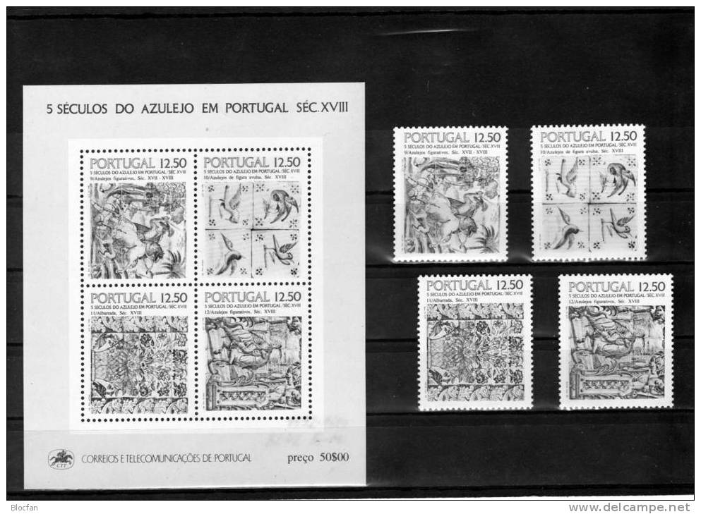 Azulejos 12Esc. Wandkacheln III Portugal 1592 Bis 1614 + 5 Kleinbogen + Block 42 ** 46€ - Full Sheets & Multiples