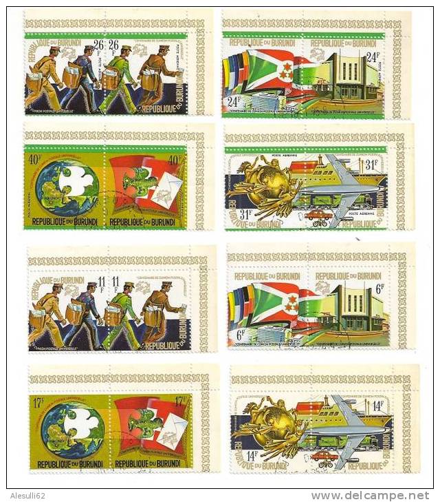 BURUNDI     UPU -  1974 -16 Valori In Coppia Dal N. 617 Al 624 + Posta Aerea Dal N. 322 Al 329./US Lot Lotto - Used Stamps