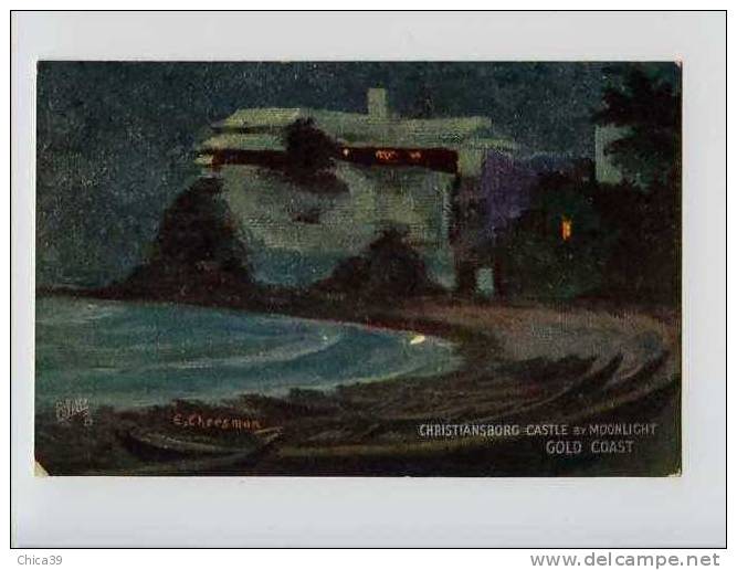 003145  -  GHANA - GOLD COAST  -  Christiansborg Castle By Moonlight    Par L´illustrateur E. CHEESMAN - Ghana - Gold Coast