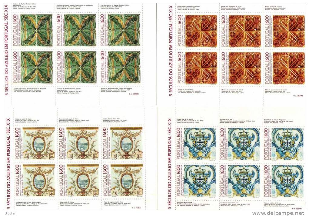 Azulejos 16Esc. Wandkacheln IV Portugal 1625 Bis 1644 + 5 Kleinbogen + Block 46 ** 48€ - Fogli Completi