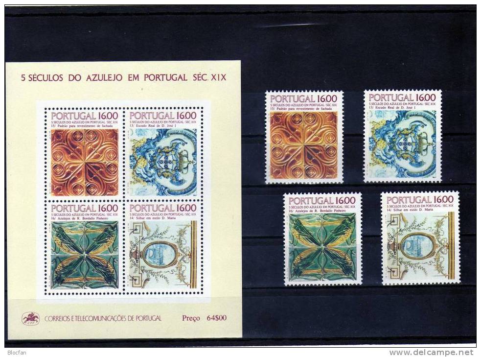 Azulejos 16Esc. Wandkacheln IV Portugal 1625 Bis 1644 + 5 Kleinbogen + Block 46 ** 48€ - Ganze Bögen