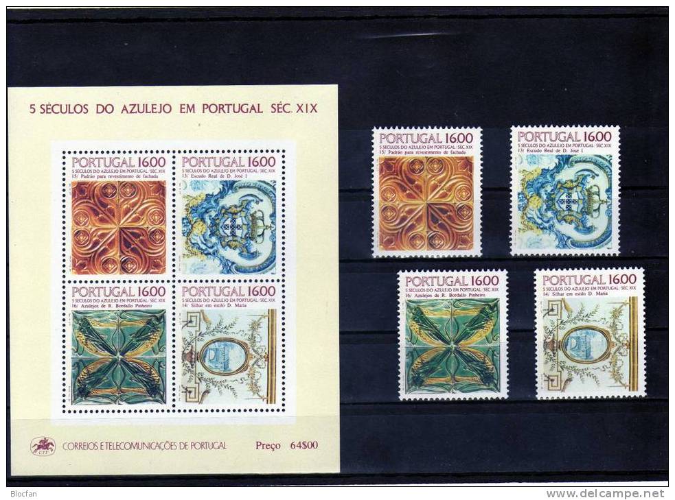 Azulejos 16Esc. Wandkacheln IV Portugal 1625 Bis 1644 + 5 Kleinbogen + Block 46 ** 48€ - Full Sheets & Multiples