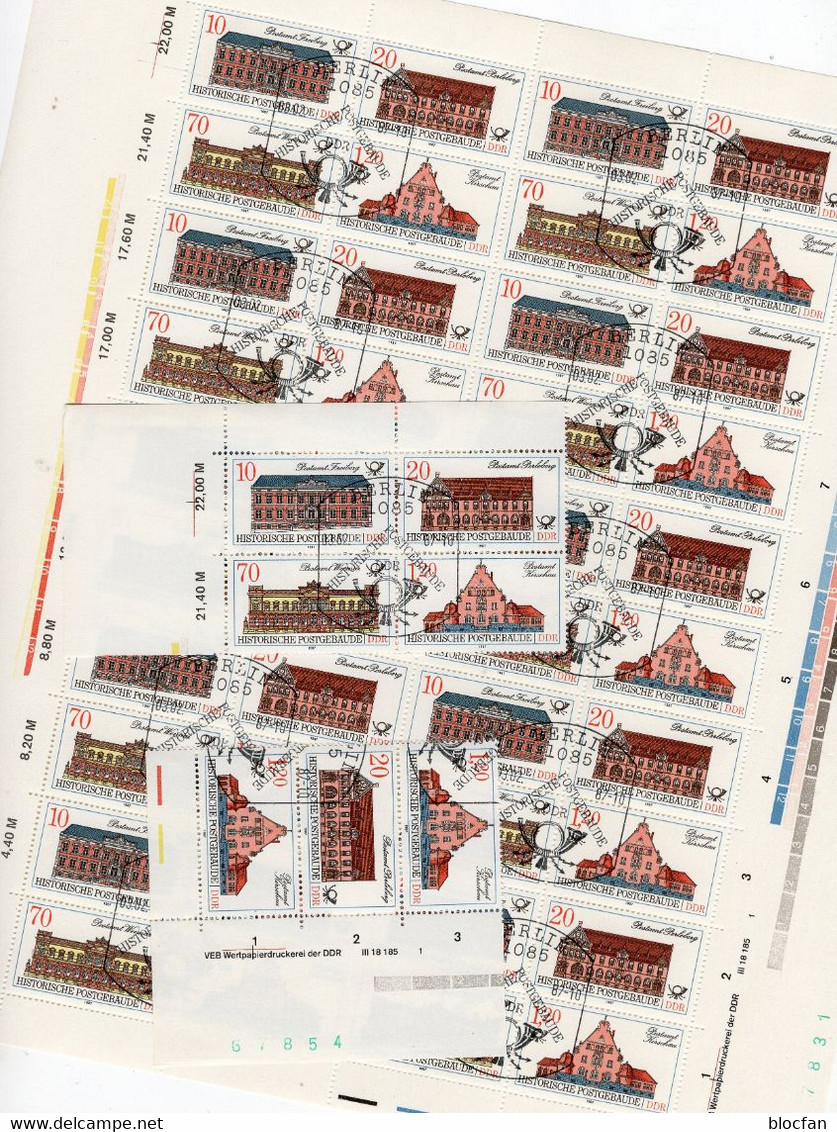 1987 DDR 3067/0 VB I,DV+Bogen O 128€ Post-Gebäude Mit PF 3069 I Offene W Von Weimar Im 4-Block Error On Sheet Bf Germany - Errors & Oddities