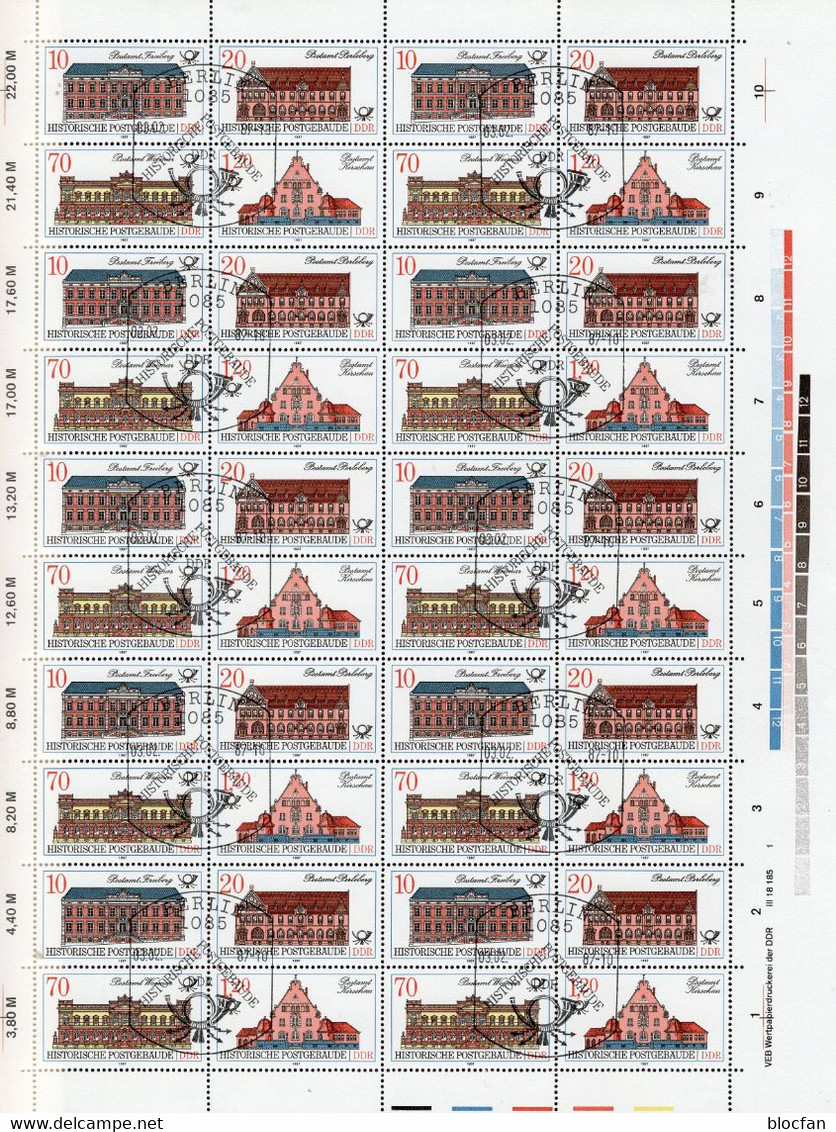 1987 DDR 3067/0 VB I,DV+Bogen o 128€ Post-Gebäude mit PF 3069 I offene W von Weimar im 4-Block error on sheet bf Germany