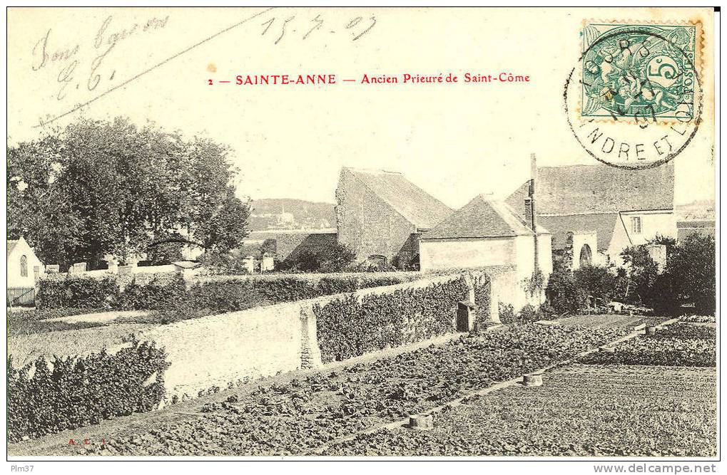 LA RICHE  -  Ancien Prieuré De Saint Come - Vue Des Jardins - Voy. 1907 - La Riche