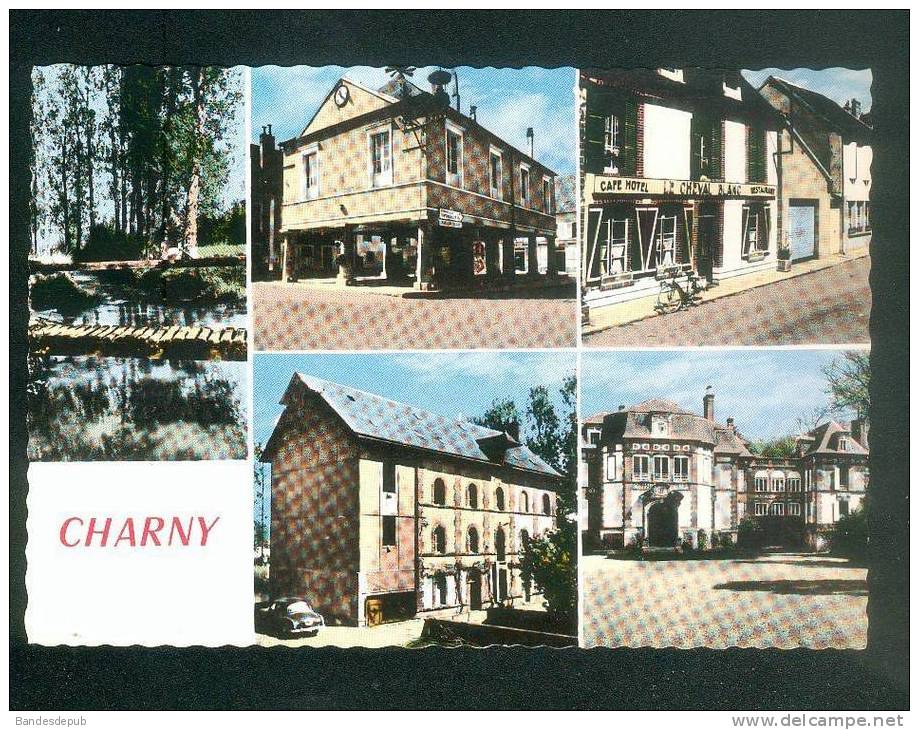 CPSM - Charny ( Yonne 89) - Multivues ( Café Hôtel Cheval Blanc MAGE 500.) - Charny