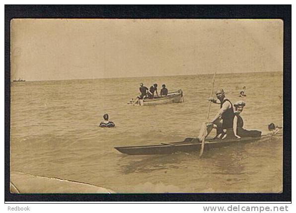 Early Photographic Postcard Showing Man & Woman On Pedalo France Germany Or Austria?  - Ref 302 - Aviron