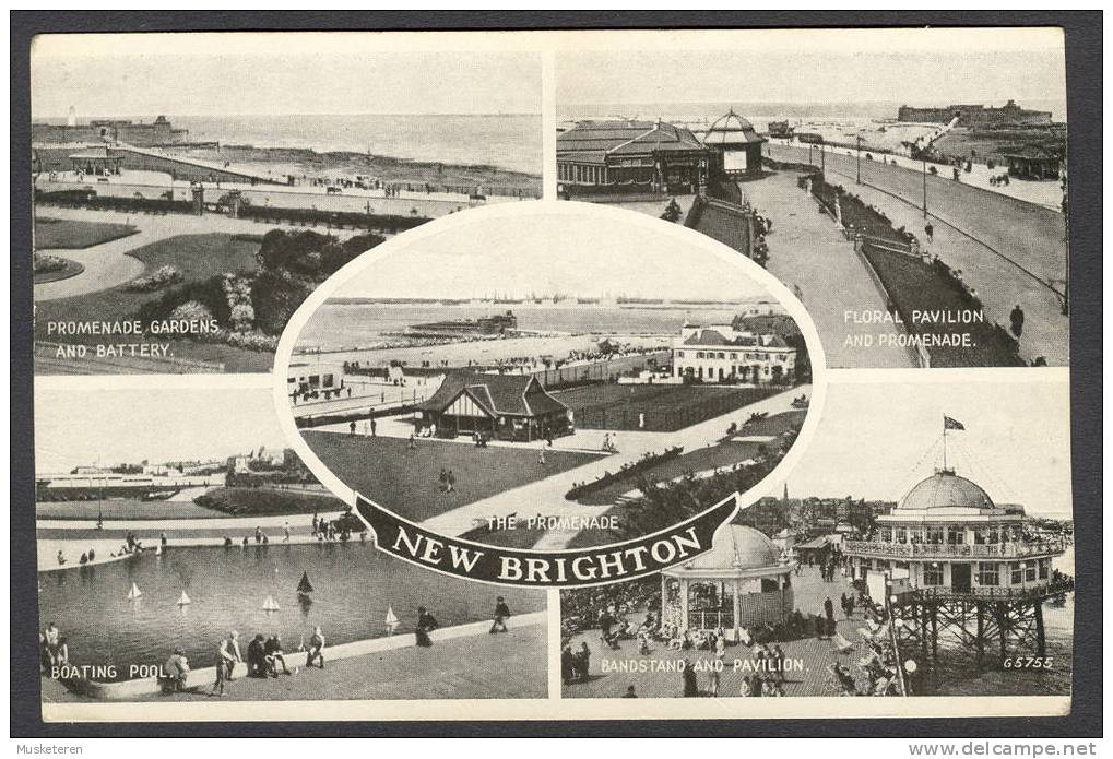 United Kingdom Sussex New Brighton Promenade Garden Battery Boating Pool Bandstand Pavilion Amusement Park Old Mint Card - Brighton