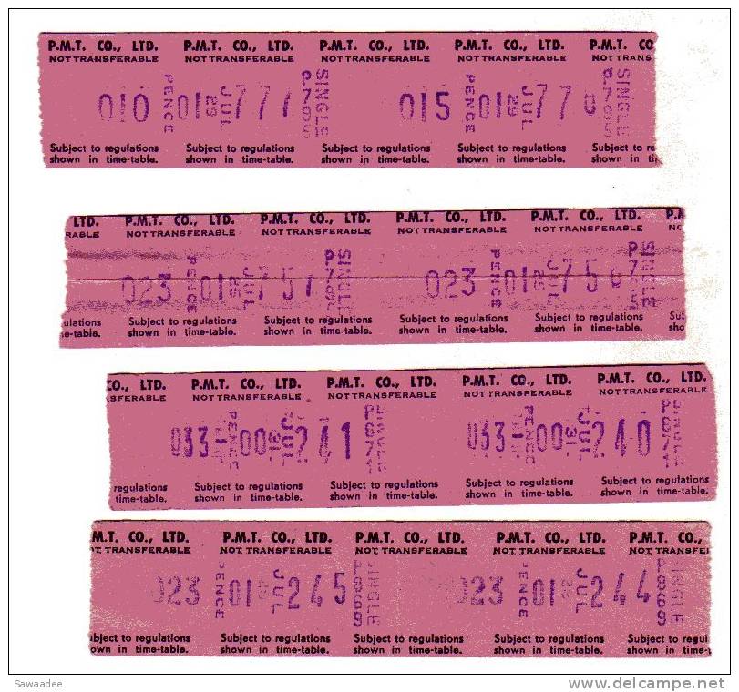 TICKETS DE TRANSPORT - P.M.T CO.LTD. - ANGLETERRE - Europe