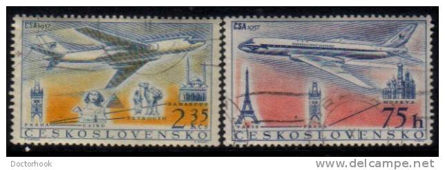 CZECHOSLOVAKIA   Scott #  C 45-6  VF USED - Poste Aérienne