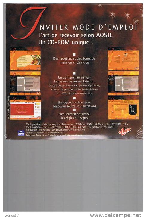 CD ROM INVITER MODE D'EMPLOI - AOSTE - CD