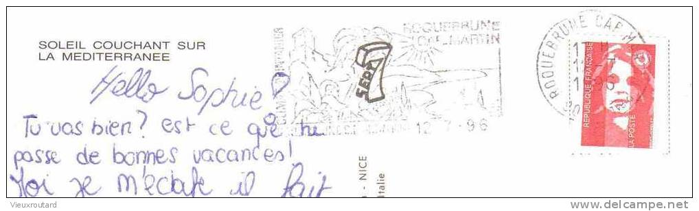 CPSM. SOLEIL COUCHANT SUR LA MEDITERRANEE. DATEE  1996. - Tegenlichtkaarten, Hold To Light