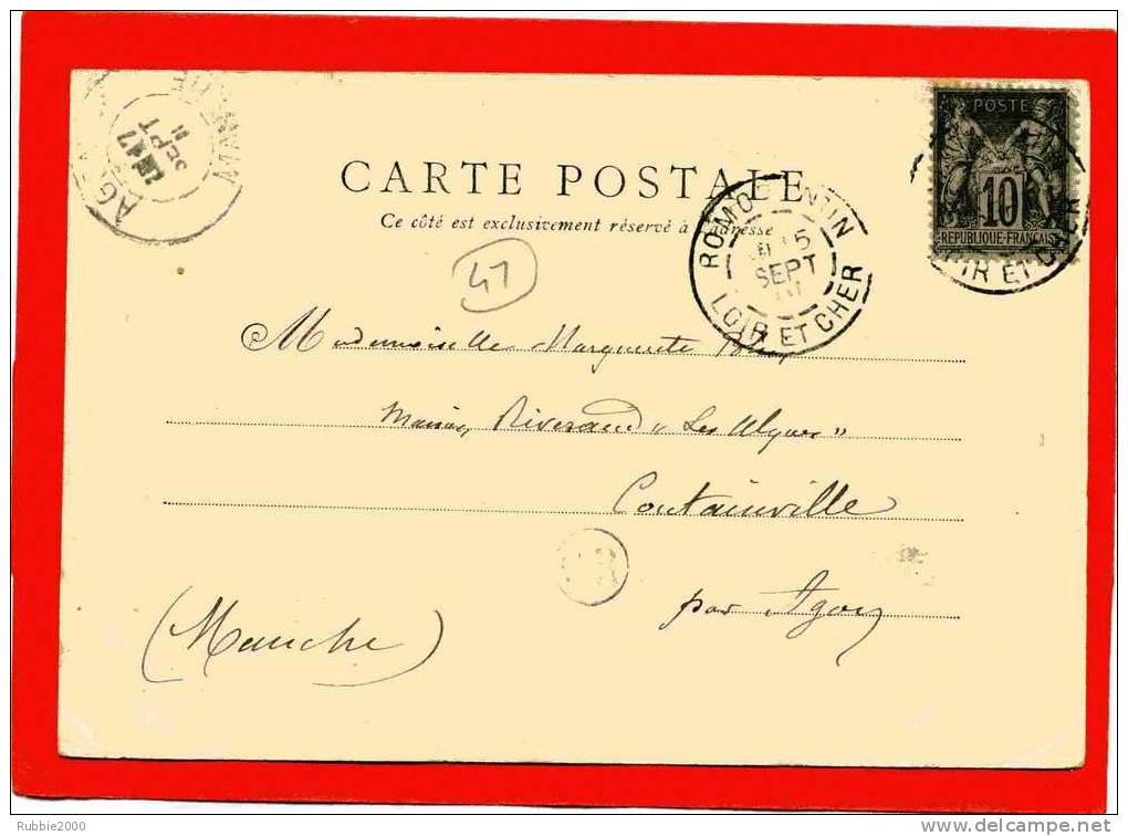 ROMORANTIN 1901 CARROIR DORE CARTE PRECURSEUR EN BON ETAT CACHET POSTAL ORIGINE RURALE AU DOS - Romorantin