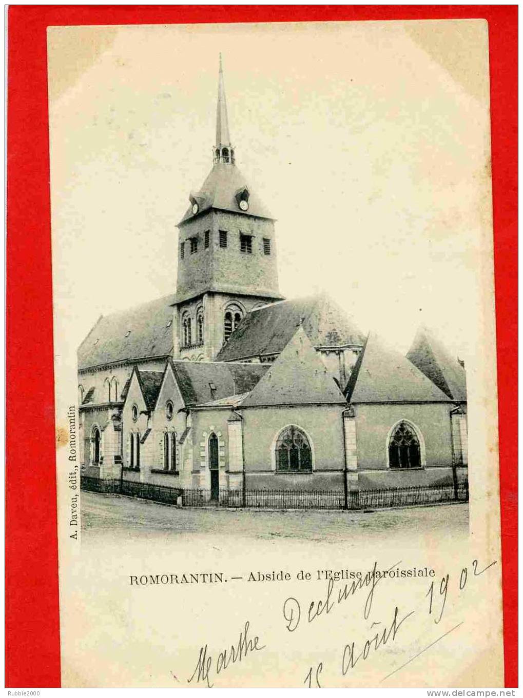 ROMORANTIN 1902 ABSIDE DE L EGLISE PAROISSIALE CARTE PRECURSEUR EN BON ETAT - Romorantin