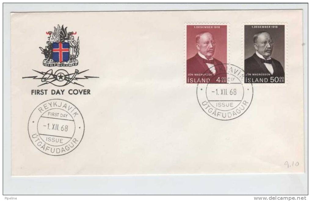 Iceland FDC 50 Years Of Independence 1-12-1968 - FDC