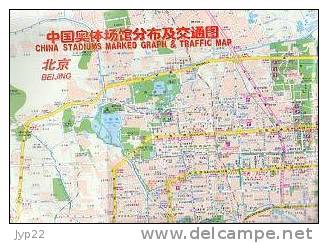 Jolie Carte Géographique Routière Les Stades De Chine Beijing Pékin Tianjin Shangaï ...Pub Citizen Montre Horlogerie - Carte Stradali
