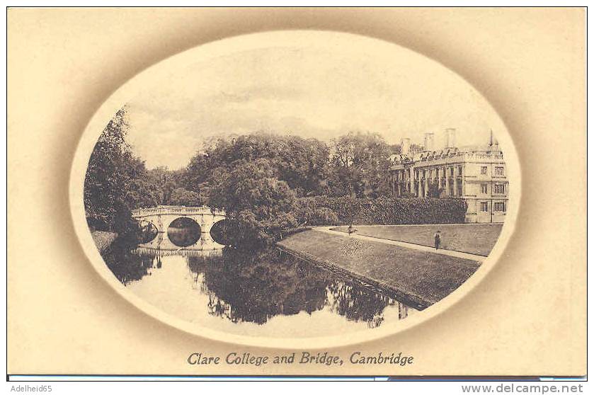 Clare College And Bridge Cambridge The Valentine Ca 1910 - Cambridge
