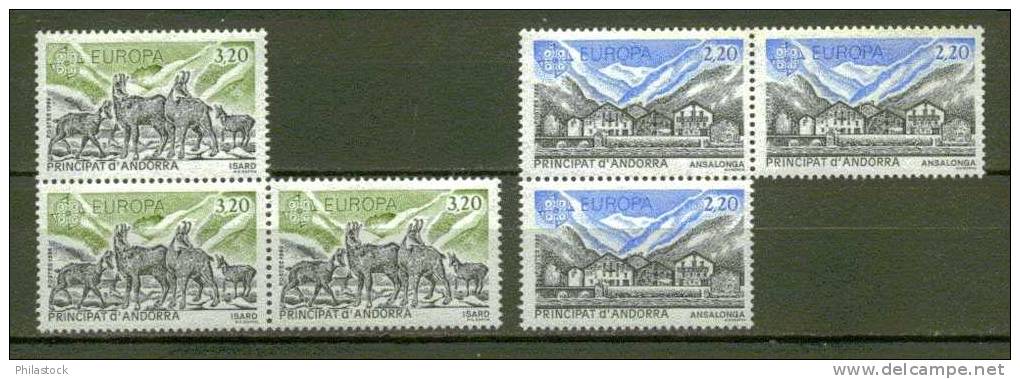 EUROPA ANDORRE N° 348 & 349 ** Blocs De 3 - 1986