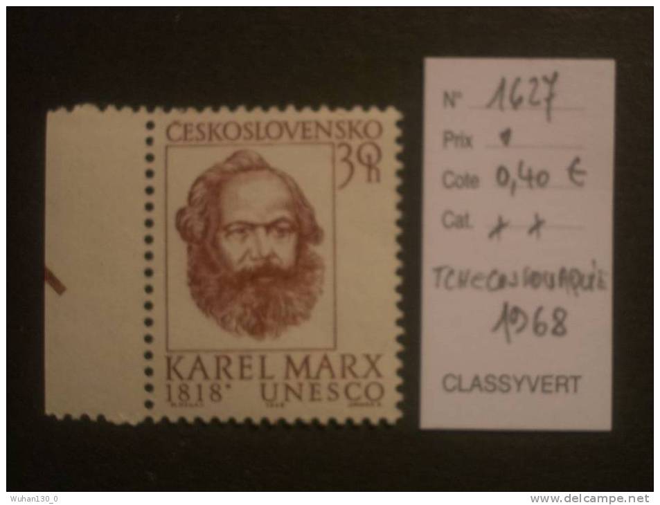 TCHECOSLOVAQUIE * * De 1968      150ans De La Naissance De KARL MARX              1 Valeur - Unused Stamps