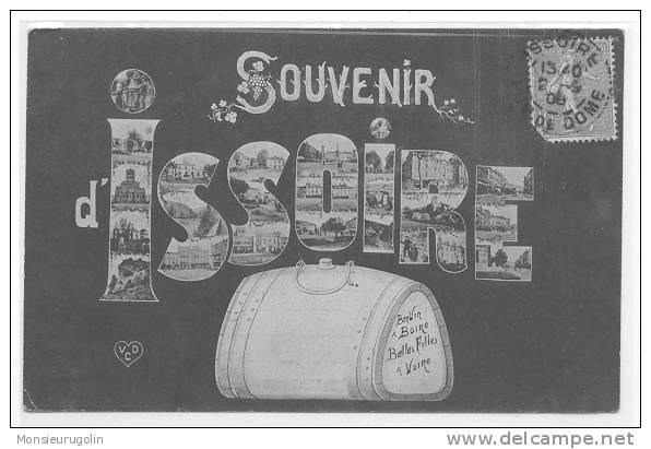 63 )) Souvenir D'ISSOIRE, Multivues Dans Les Lettres Et Tonneau VDC ** - Issoire