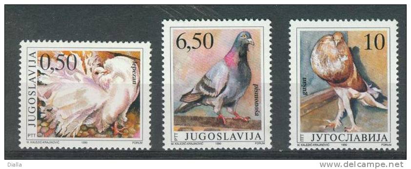Yougoslavie 1990, Yv. 2294-96-97, Pedigree Race Pigeon Oiseaux  / Birds Purebred Doves MNH ** - Palomas, Tórtolas