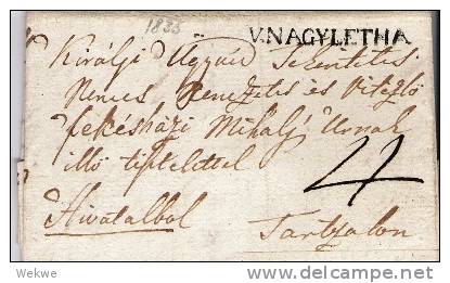 Ung001c/ V. Nagyletha 1835, Einzeiler (klar Lesbar), Mit Wachssiegel - ...-1867 Voorfilatelie