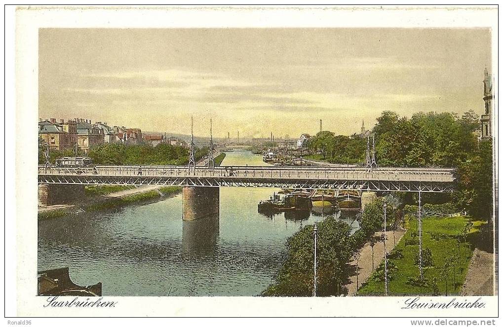 Cp Allemagne: SAARBRUCKEN LOUISENBRUCKE ( Pont Métalique, Péniches) - Saarbruecken