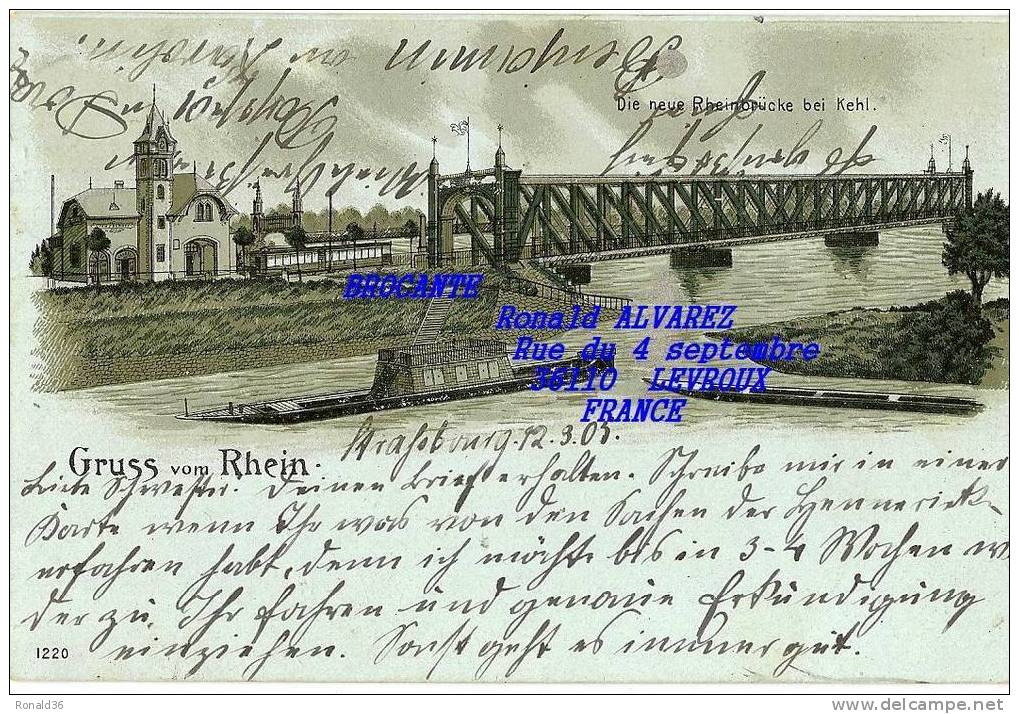 Cp Allemagne:gruss Vom Rhein , Die Neue Rheinbrucke Bei Kehl ( Cachet STASSBOURG) Pont Métalique - Kehl