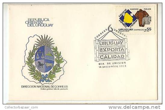 URUGUAY FDC COVER TEXTIL LEATHER FUR CLOTHES - Textiel