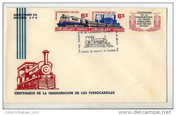 URUGUAY FDC COVER TRAIN RAILROAD RAILWAY FERROCARRIL TRANSPORT - Tramways