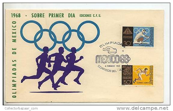 URUGUAY FDC COVER OLYMPICS GAMES RUNNERS ROW MEXICO 68 - Zomer 1968: Mexico-City