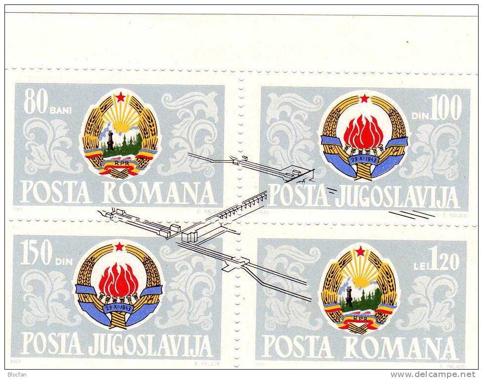 Donau-Staudamm 1965 Zwischen Jugoslawien Und Rumänien 2405/6+ Block 60 ** 18€ Bf M/s Wap Bloc Nature Sheet Of Yugoslavia - Blocks & Kleinbögen