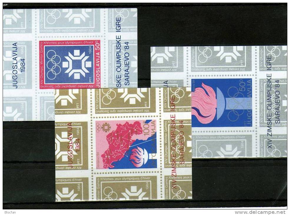 Winterolympia Sarajevo 1984 Schnee Feuer Ringe Jugoslawien 2013-34+ Bl.22,24,25 ** 12€ Bloc Olympic Sheets Bf Yugoslavia - Colecciones & Series