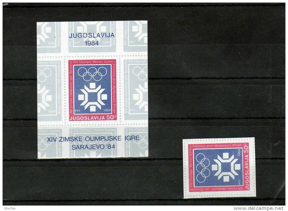 Schnee Feuer Winter-Olympiade Sarajevo 1984 Jugoslawien 2013+33 Plus Block 22,24 ** 6€ M/s Olympic Sheet Bf Yugoslavia - Blocks & Sheetlets