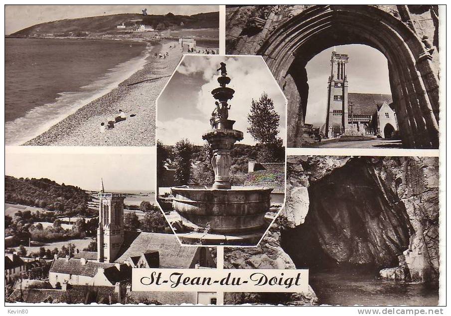 29 SAINT JEAN DU DOIGT La Plage L'Eglise La Fontaine Vue Générale Grottes De Bécanfry Cpsm Multivues - Saint-Jean-du-Doigt