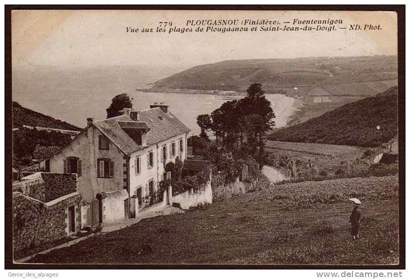 29 PLOUGASNOU, Fuenteunigou, Vue Sur Les Plages Et St Jean Du Doigt, ND Phot 779, Voyagé En 1910 - Plougasnou