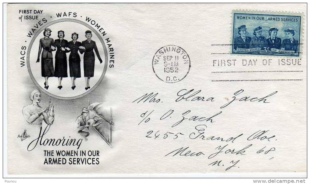 &#9733;USA - FDC - HONORING THE WOMEN IN OUR ARMED SERVICES (U016) - 1951-1960