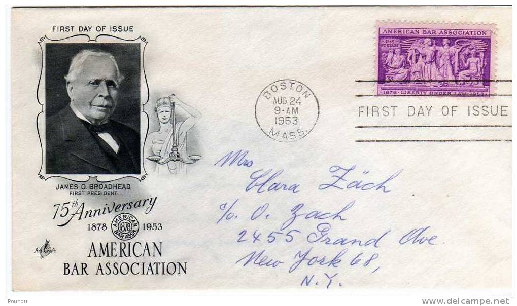 &#9733;USA - FDC - 75TH ANNIVERSARY OF THE AMERICAN BAR ASSOCIATION (U021) - Other & Unclassified