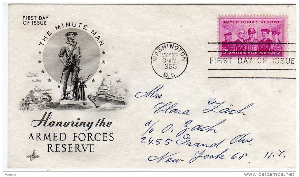 &#9733;USA - FDC - THE MINUTE MAN - HONORING THE ARMED FORCES RESERVE (U026) - 1951-1960