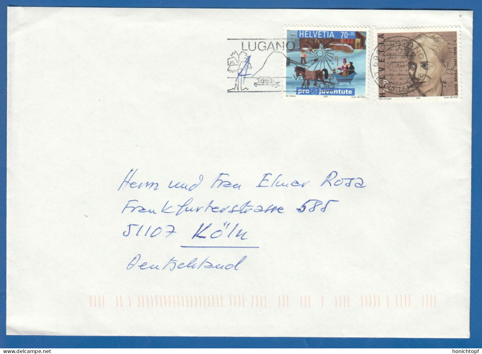 Schweiz; 2001; Brief Mit Mi. 1741; 1746; Stempel Lugano - Brieven En Documenten