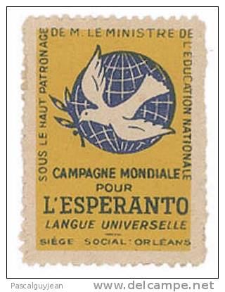 VIGNETTE CAMPAGNE MONDIALE POUR L' ESPERANTO - Andere & Zonder Classificatie