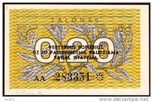 0,20 Talonas    "LITUANIE "     1991  UNC      Bc 66 - Litauen