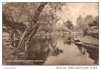 RIVER & SUSPENSION BRIDGE . BEDFORD. - Bedford