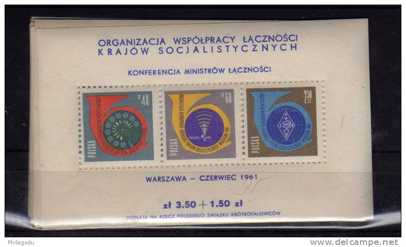 Polska 1961, 10 X BF 26 **  Cote 100 € ++ 2° Conférence Des Ministres Des Postes à Varsovie, ++ Postfrich - Blocks & Kleinbögen