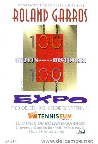 TENNIS : Carte Publicitaire Rolland Garros - FF Tennis - 100 Objets 100 Histoires De Tennis - Tennis