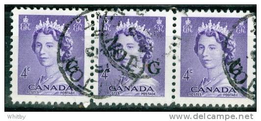 1953 4 Cent Queen Elizabeth II Karsh Horizontal Triple Overprinted G  #O36 - Opdrukken
